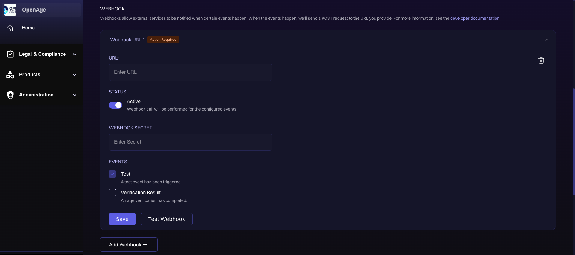 Webhook Publisher Dashboard